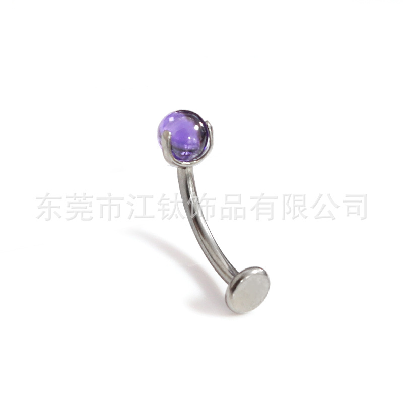 G23 Titanium Suspended Navel Ring Flat Claw Inlaid Zircon Ball Body Piercing Jewelry Belly Button Ring - Image 4