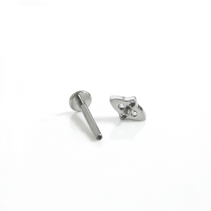 G23 Titanium Alloy Lip Stud Inlaid with Diamond Earrings Piercing Jewelry - Image 5