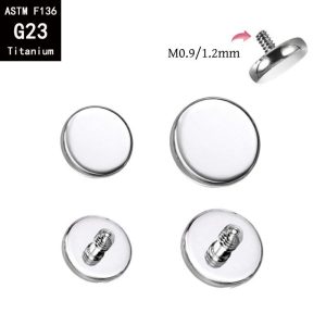 G23 Titanium External Thread Polished Flat-Bottom Curved Round Disc Ear Stud - F136 Titanium Alloy Lip Stud Implant Stud Body Piercing Jewelry