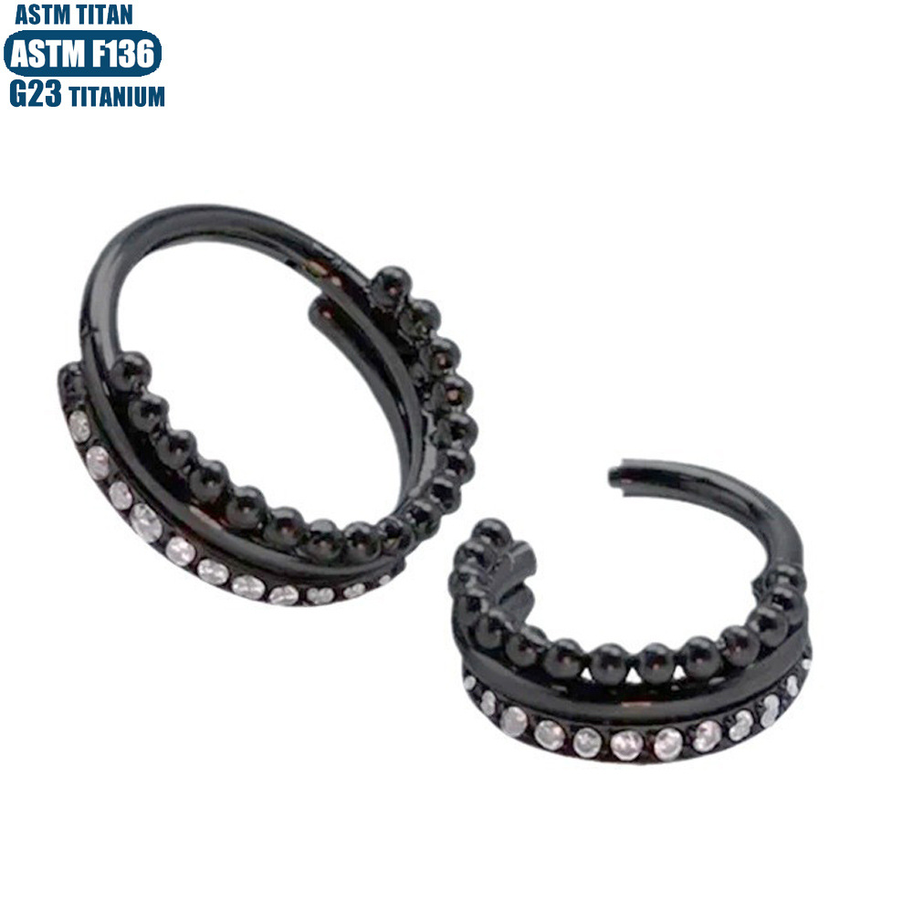 Nose Titanium Alloy Side Zircon Welded Beads Seamless Open Ring Piercing Jewelry Nose Ring Earrings Ear Bone Ring - Image 5