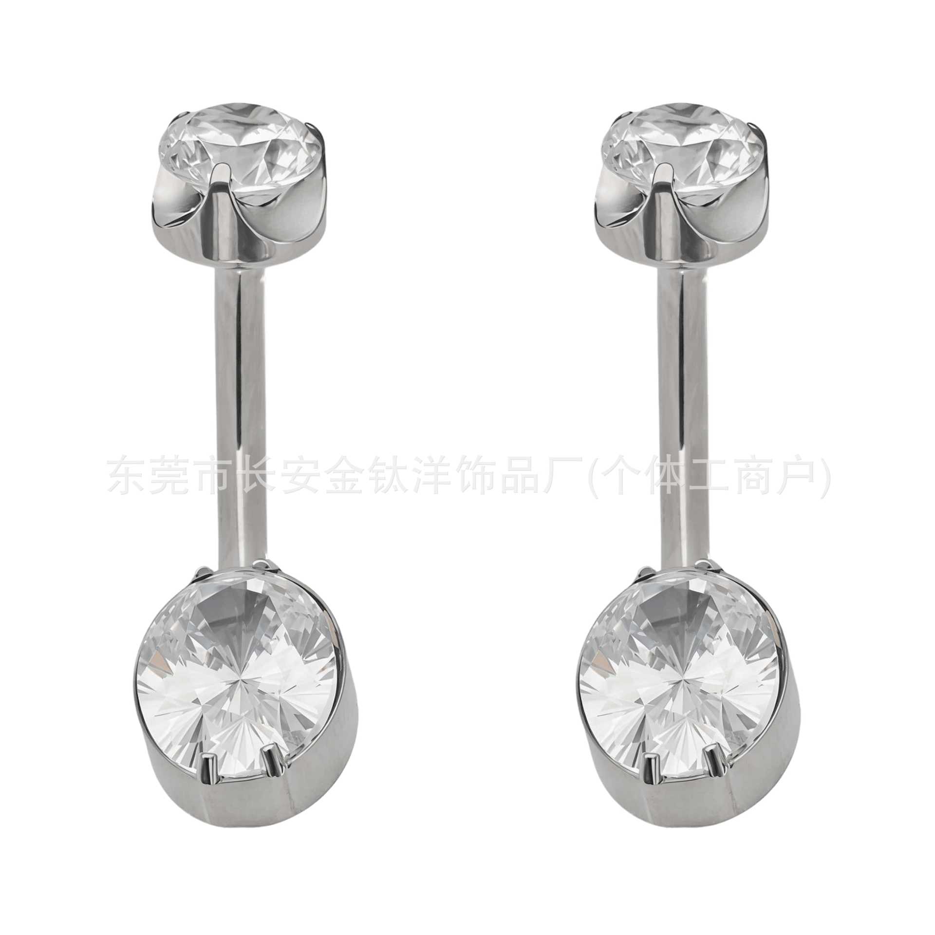 F136 Titanium Internal Thread Water Drop Full Diamond Zircon Navel Piercing Ring G23 Titanium Alloy Body Jewelry - Image 2