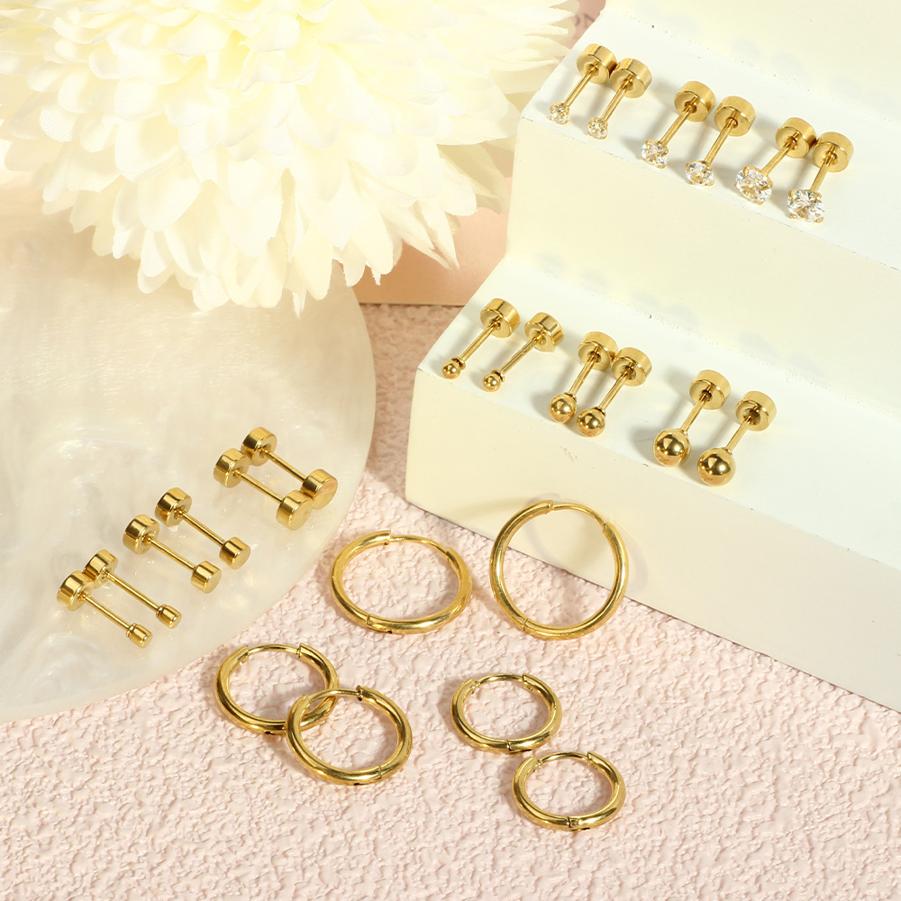 12 Pairs Stainless Steel Star Stud Earrings with Clear CZ 6-Prong Setting for Women Trendy Body Piercing Jewelry - Image 4