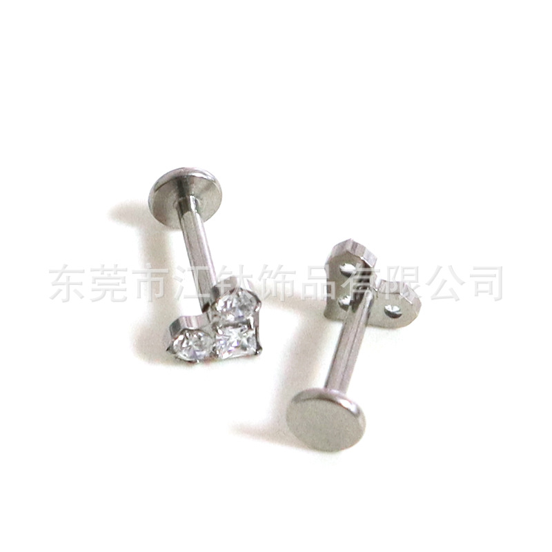 F136 Titanium Heart Shape Stud Earring with 5A Zircon for Cartilage Piercing - G23 Titanium Alloy Body Jewelry - Image 5