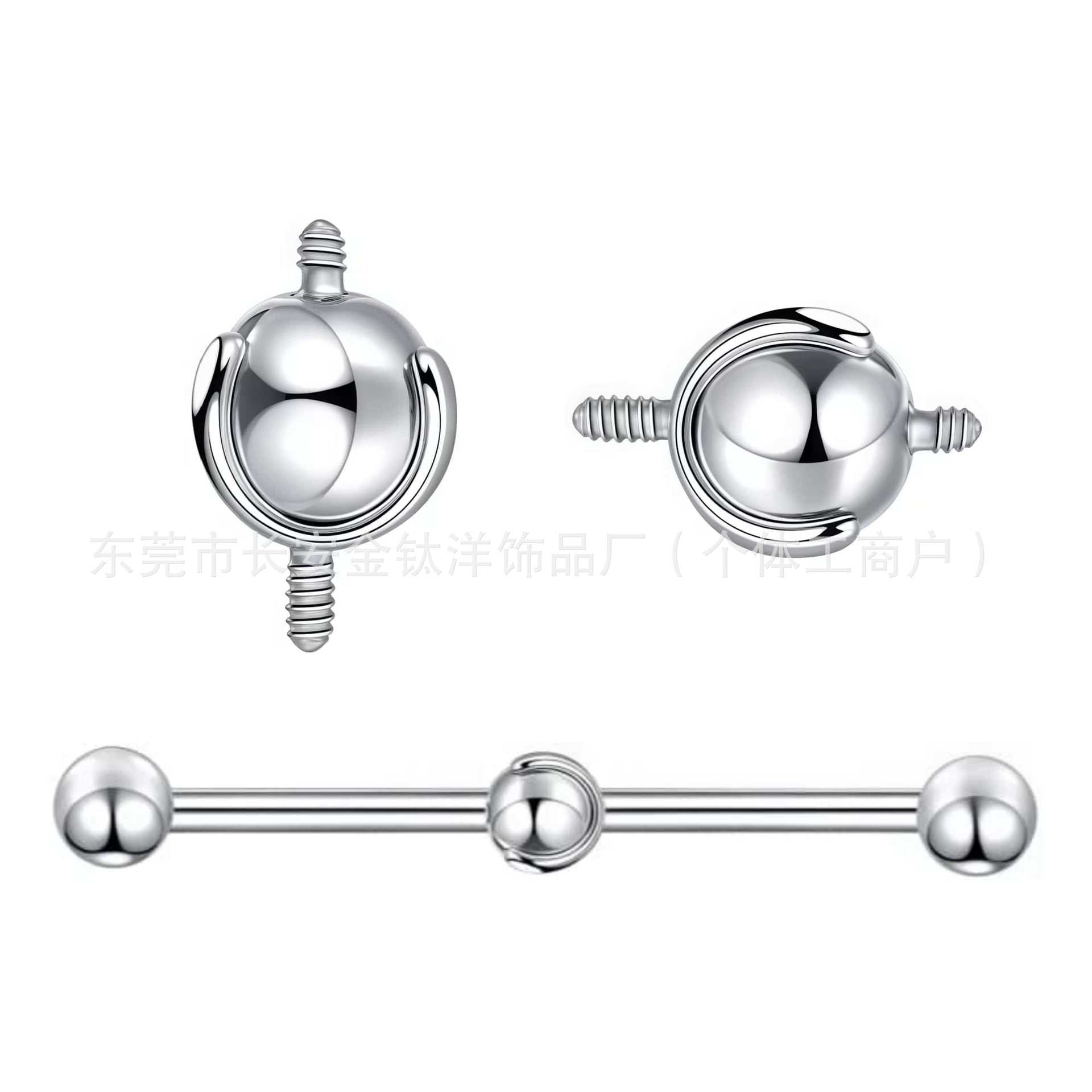 F136 Titanium Alloy Two-Way Movable Transfer Ball Ear Bone Nail Structure Ball Ear Bridge Double-Ended Connection Piercing Jewelry - Image 4