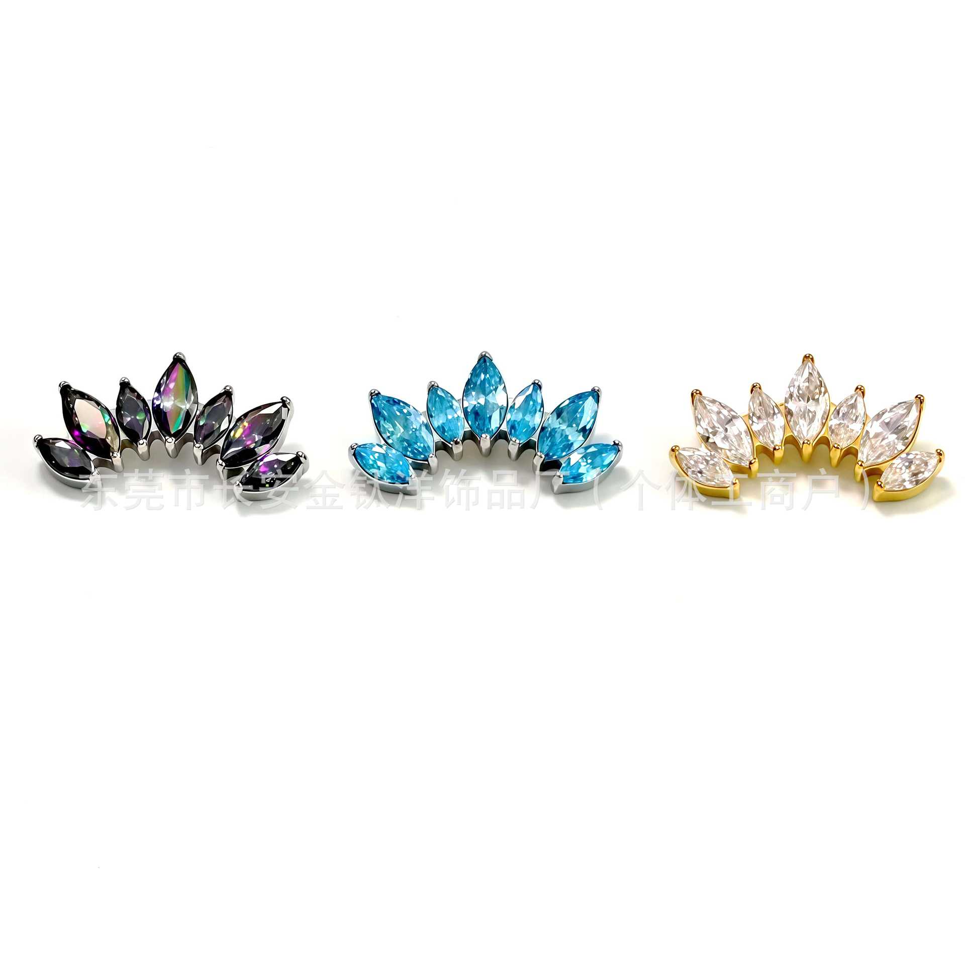 F136 Titanium Seven-Leaf Horse Eye Inlaid 5A Zircon Earrings Lip Studs G23 Titanium Alloy Ear Cartilage Piercing Jewelry Cartilage Studs - Image 3