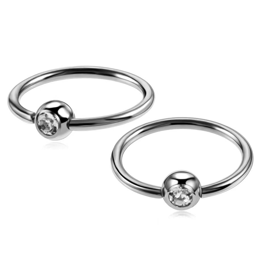 G23 Titanium Inlaid Zircon Ball Captive Bead Ring Nose Ring Earring 1.2x8x4mm - Image 3