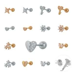 Heart Shape CZ Zircon Belly Button Ring Stainless Steel Navel Piercing Jewelry European American Fashion