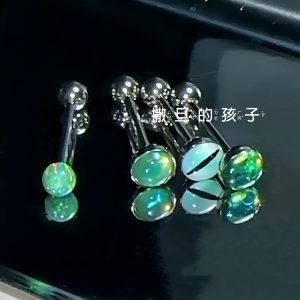 Satan's Child Brewed Green Glow Tongue Barbell 316L Surgical Steel Light Flash Green Tongue Ring