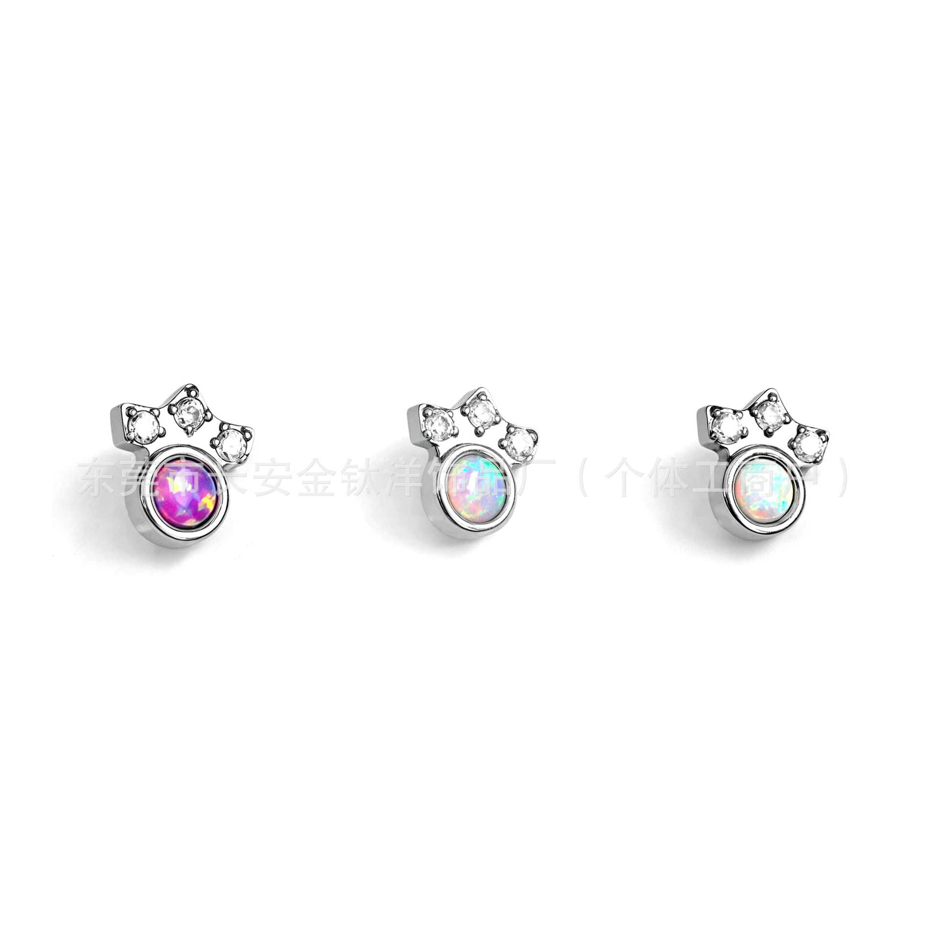 F136 Titanium Internal Thread Opal Cat Claw Zircon Lip Nail Nose Nail Ear Nail Ear Bone Nail G23 Titanium Alloy Piercing Jewelry - Image 2
