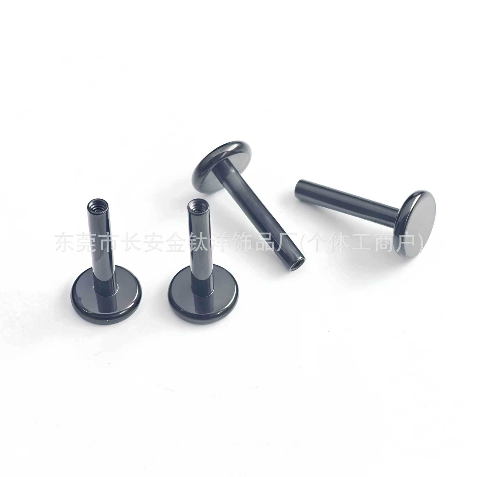 F136 Titanium Black-Plated Internally Threaded Lip Stud Base Flat Rod, 1.0x12mm Ear Cartilage Stud - G23 Titanium Alloy Body Piercing Jewelry - Image 3