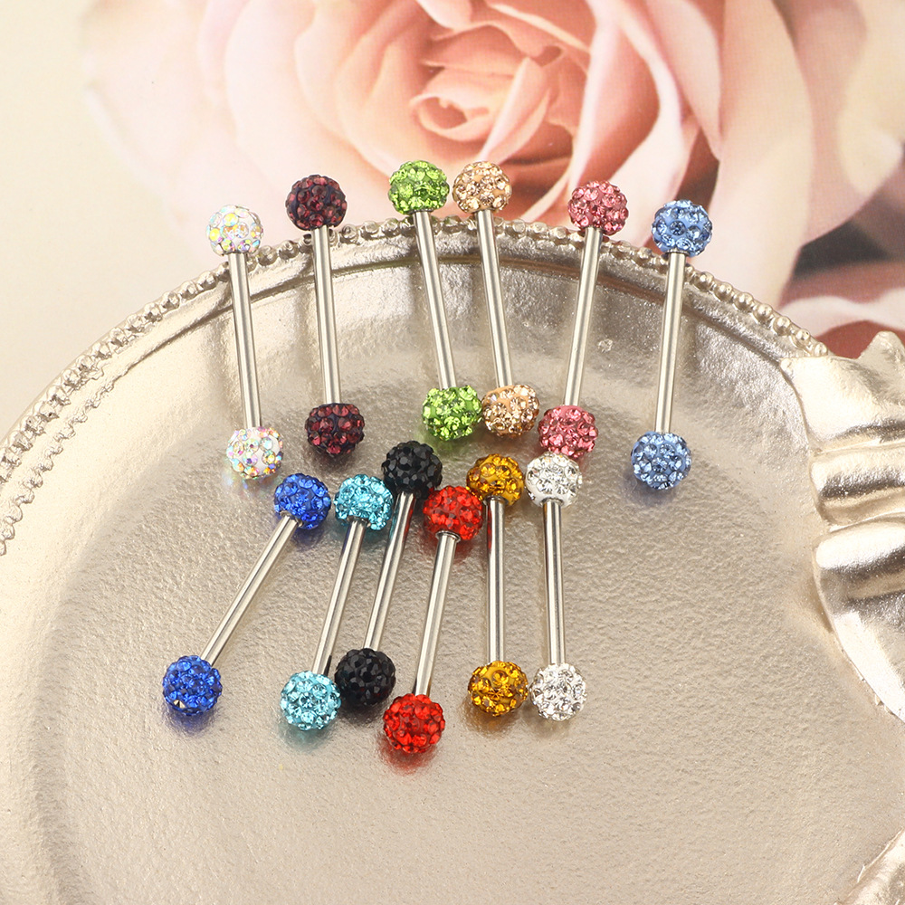 5mm Ball Amazon Diamond Ball Tongue Nail Tongue Ring Women's Nipple Ring Piercing Jewelry - Image 4