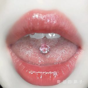 Zircon Titanium Steel Tongue Barbell Flash Diamond Hot Girl Cool Tongue Ring Piercing Jewelry Wholesale