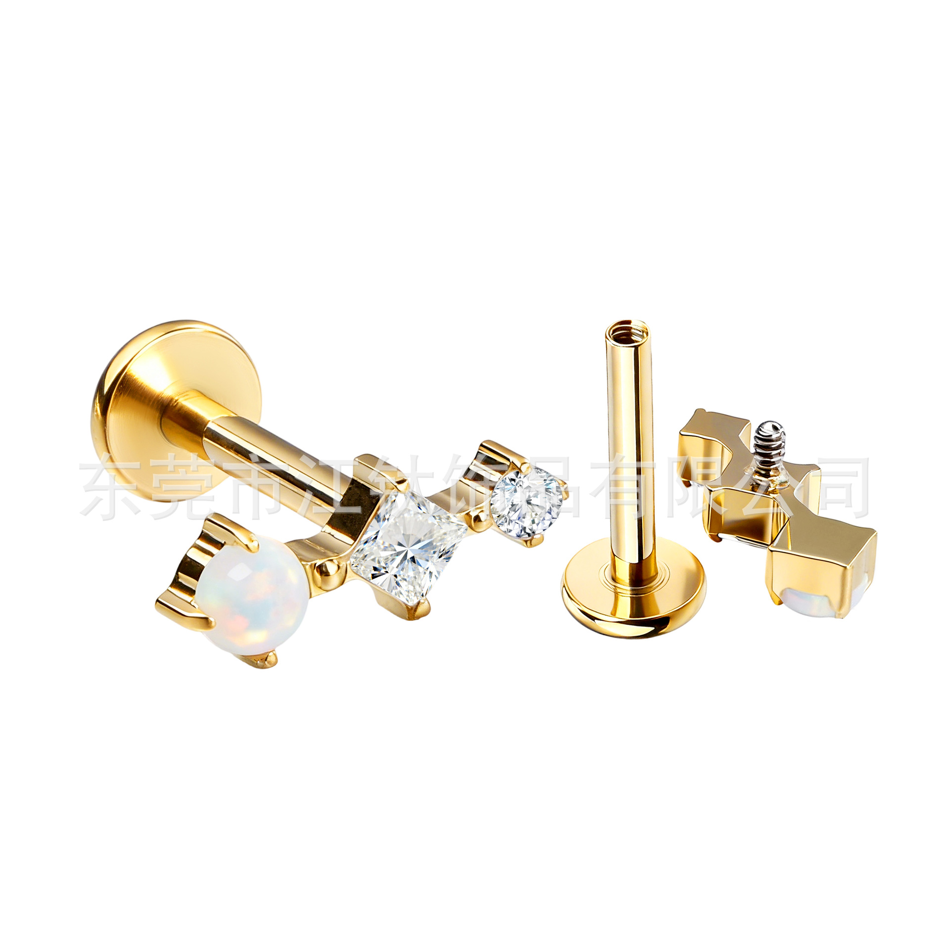 G23 Titanium Opal Zircon Ear Stud - Internally Threaded Cartilage Piercing Jewelry - Image 5
