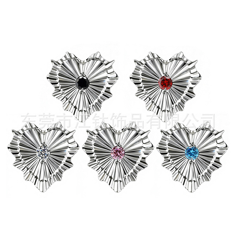 G23 Titanium Alloy Heart Earring with CZ Stones Gold Piercing Ear Cartilage Stud - Image 5
