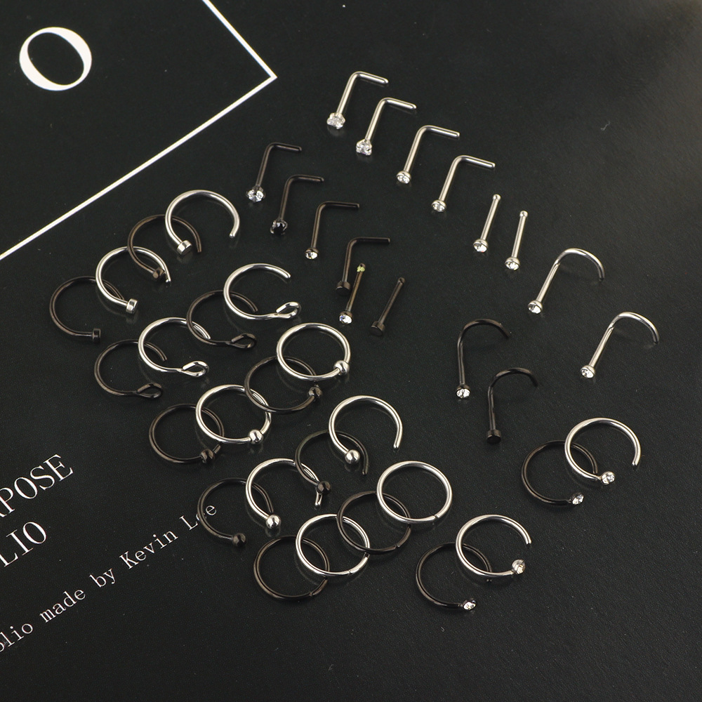 316L Surgical Steel Nose Stud Mixed Wholesale - Elegant Diamond Shape Nose Ring - Image 4