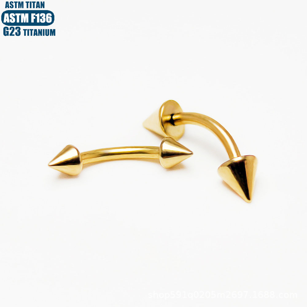 F136 Titanium Alloy Pointed Cone Curved Barbell Eyebrow Nail Internally Threaded Body Piercing Jewelry Lip Nail Ear Screen - Image 3