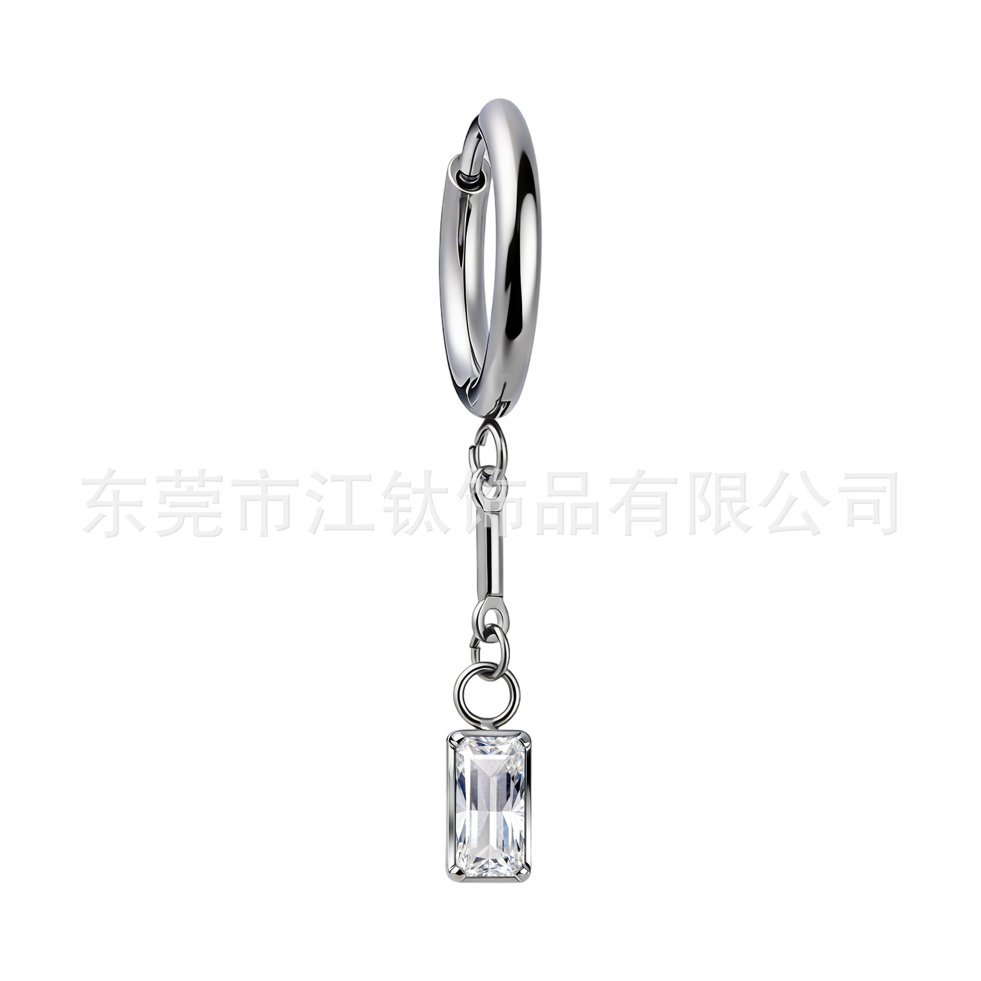 G23 Titanium Ear Hoop with Marquise Water Drop Square Zircon Pendant – Cartilage Earring - Image 5