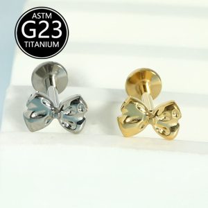 F136 Titanium Internally Threaded Ear Cartilage Stud Bow Lip Piercing Jewelry G23 Titanium Alloy Polished