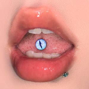 5-Color Cat Eye Gradient Feather Tongue Barbell, Titanium Steel Externally Threaded Tongue Piercing Jewelry for Party, Wholesale