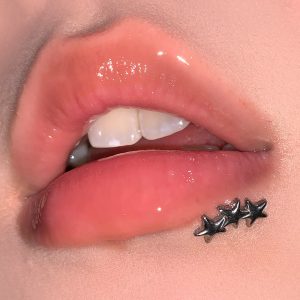 Cross Three Stars Conjoined Lip Nail Steel Titanium Internal Thread Straight Nail Ear Bone Nail Lip Ring Hot Girl Puncture Jewelry Wholesale