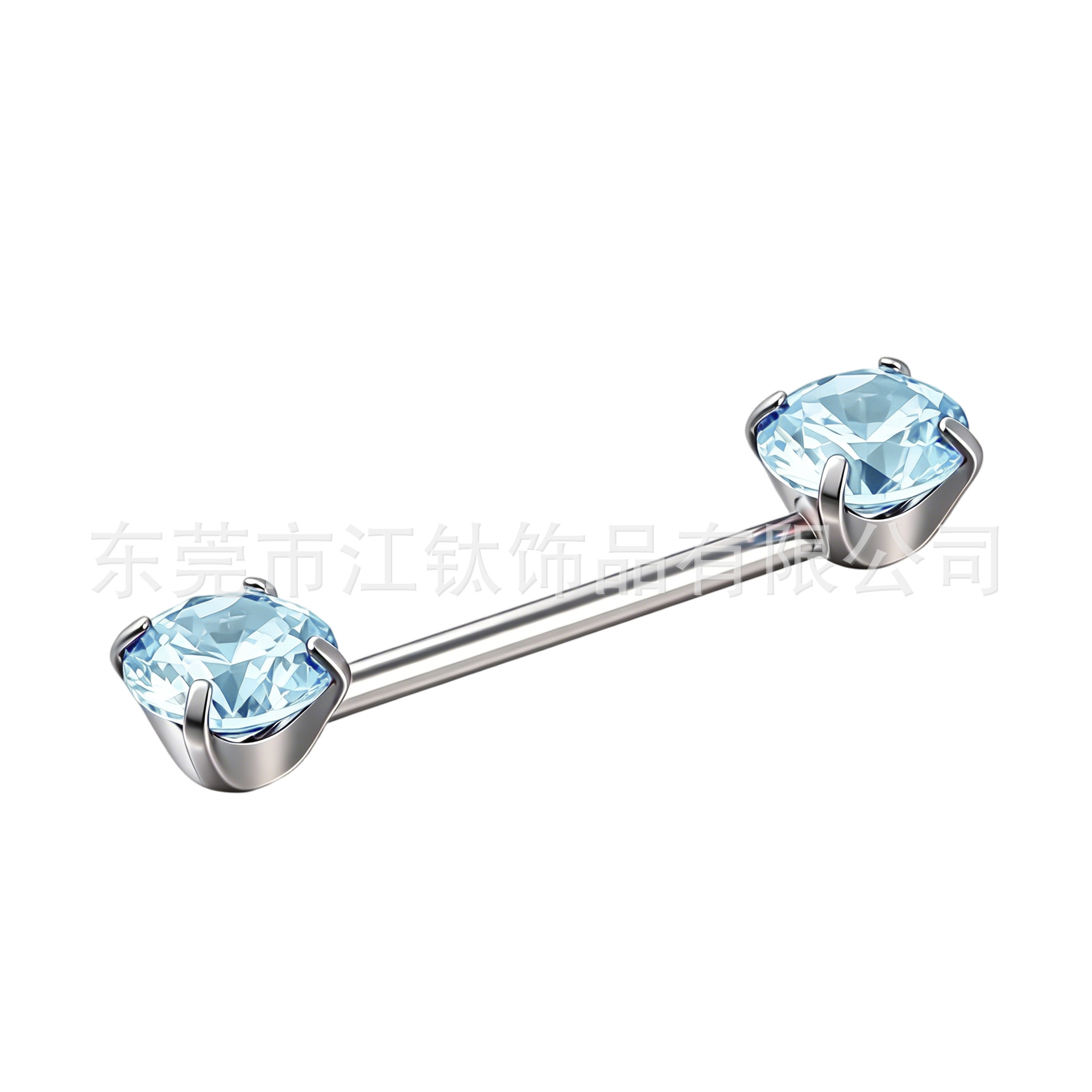 G23 Titanium Internally Threaded Four-Prong CZ Nipple Barbell 1.2mm x 14mm - Image 5