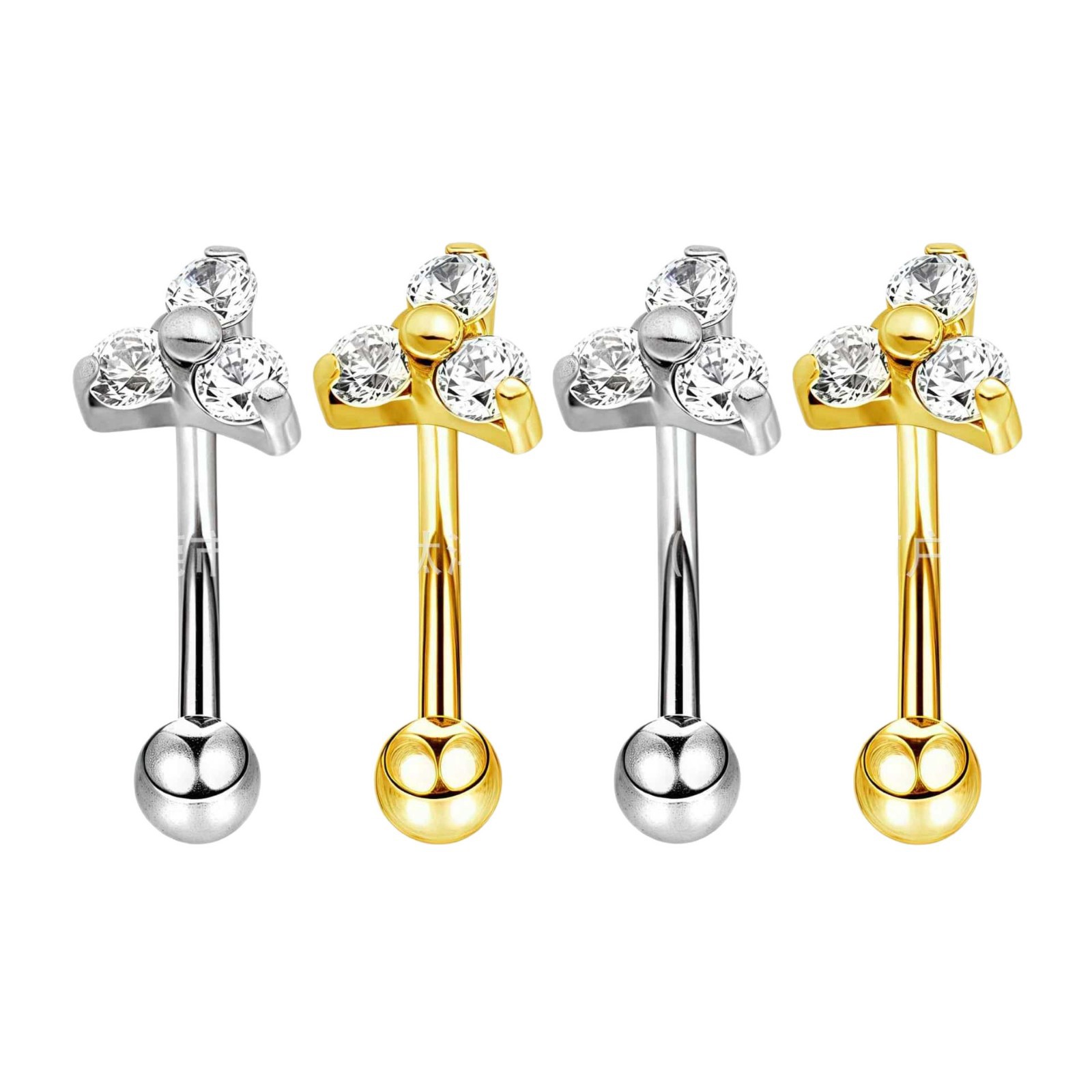 F136 Titanium Triangle Flower Curved Rook Nail Earring - G23 Titanium Alloy Body Piercing Jewelry - Image 5