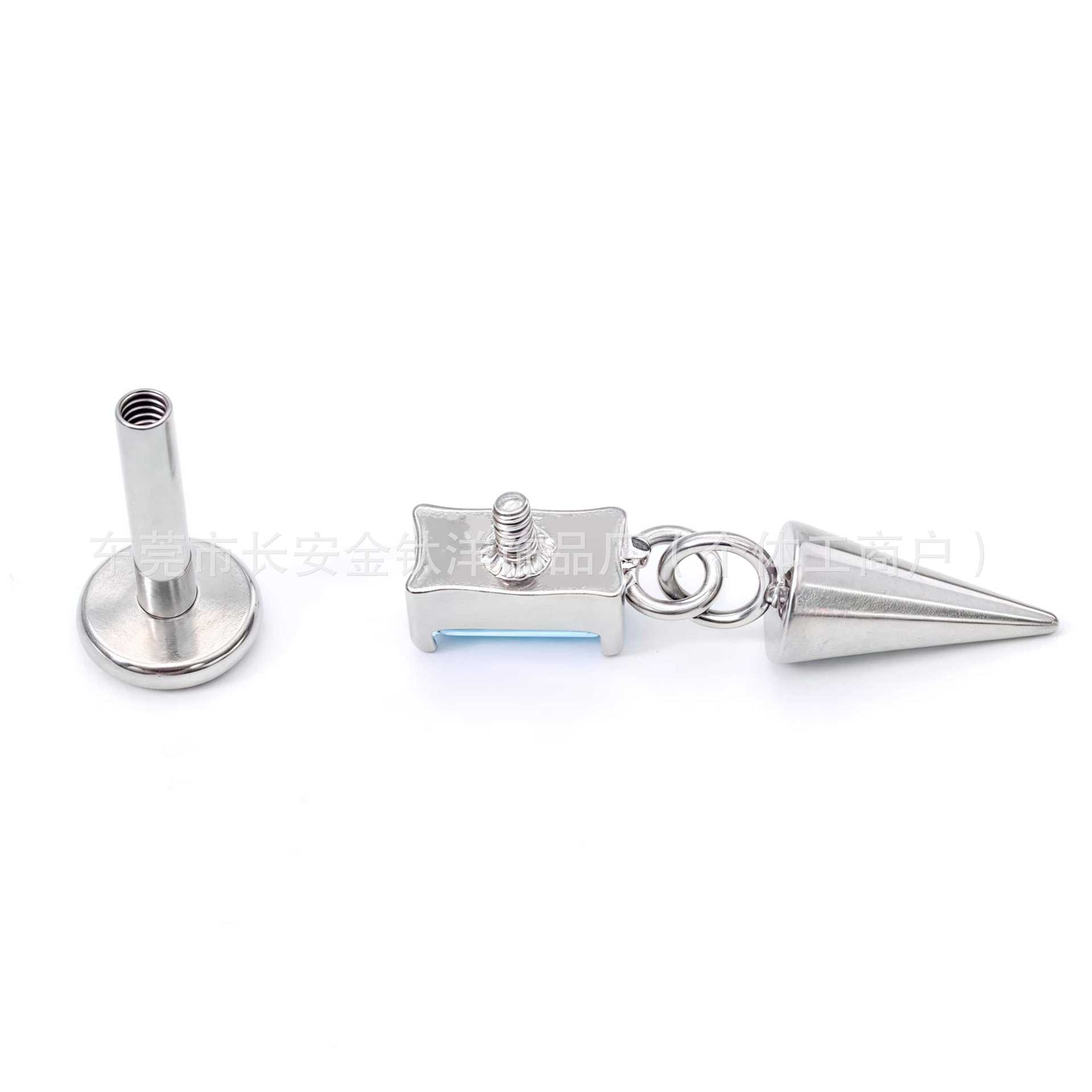 F136 Titanium Cubic Zirconia Pointed Cone Devil Stud Earrings - G23 Titanium Alloy Piercing Jewelry Ear Bone Studs - Image 2