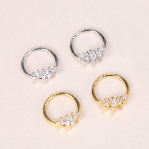 2023 New Hot Sale Zircon Nose Decoration Women's Stainless Steel Diamond Nose Ring Elegant Fashion Spinning Ring Universal Ring