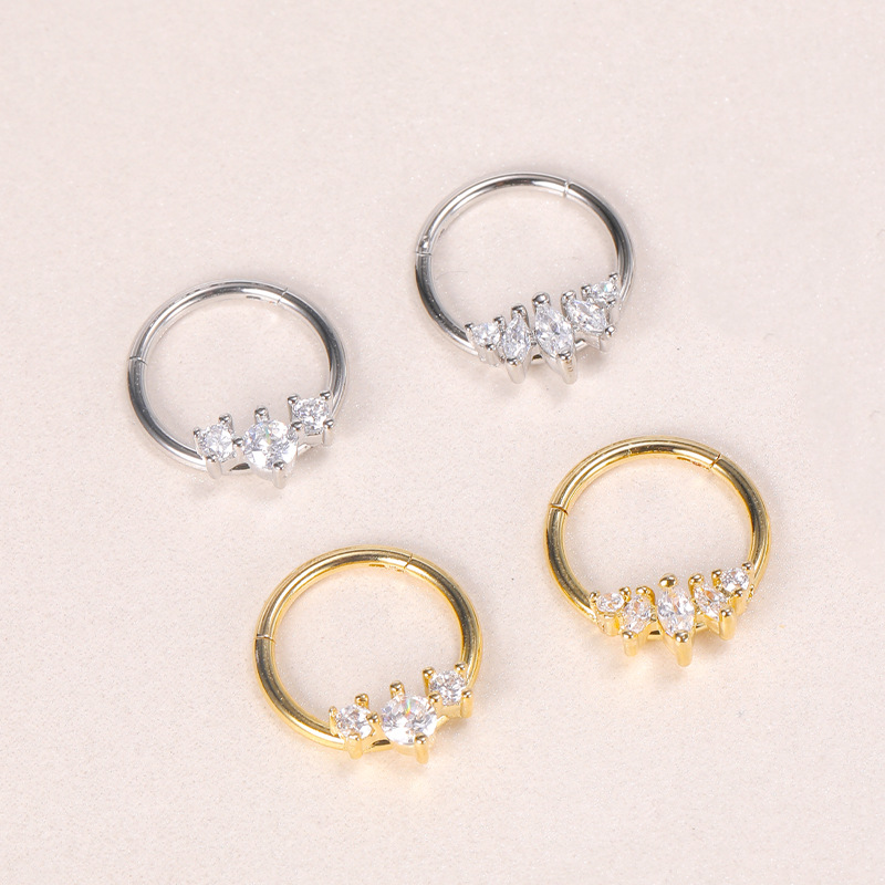 2023 New Hot Sale Zircon Nose Decoration Women's Stainless Steel Diamond Nose Ring Elegant Fashion Spinning Ring Universal Ring - Image 2