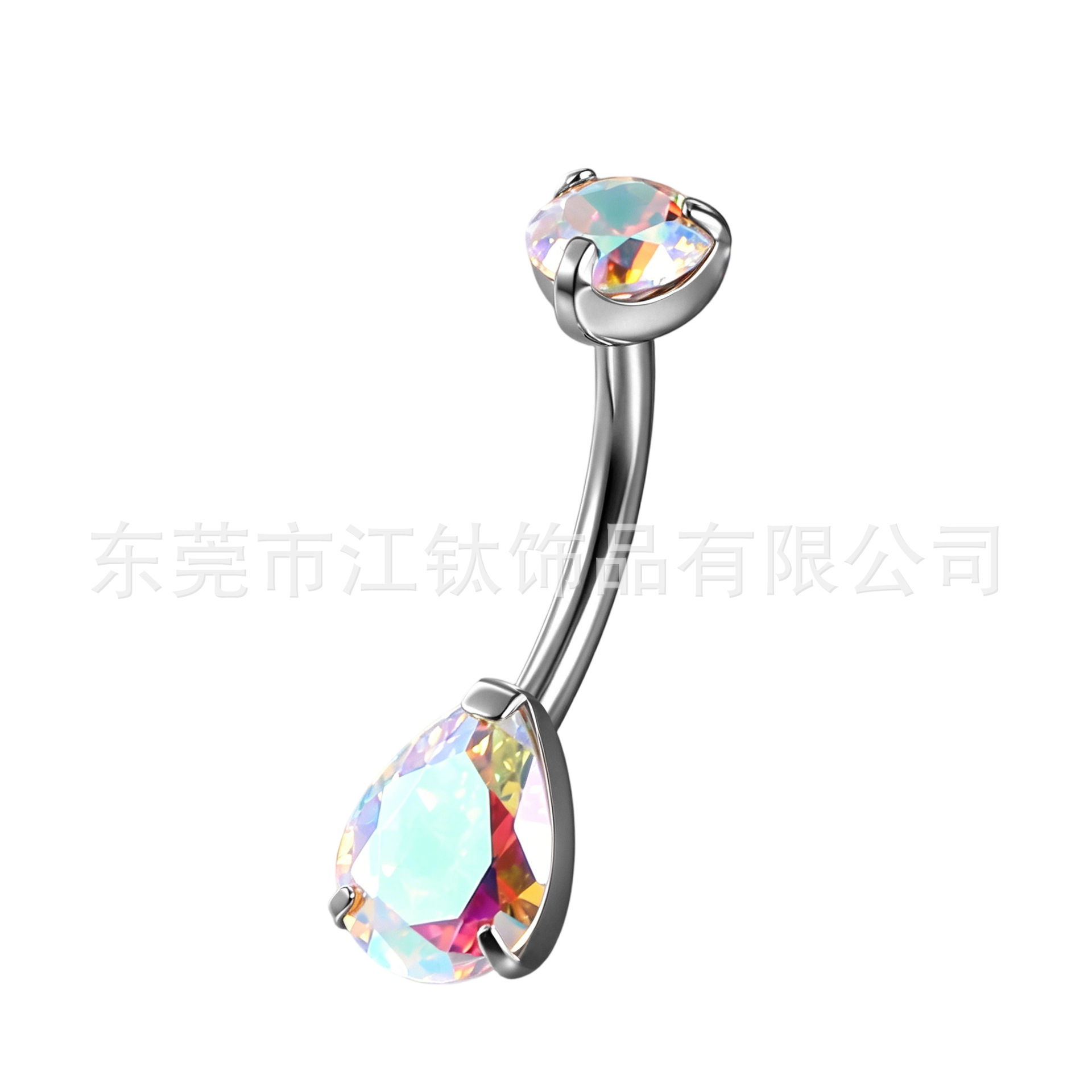 G23 Titanium Alloy Navel Piercing Jewelry Water Drop Shape 5A Zircon Inlay Belly Button Ring - Image 5