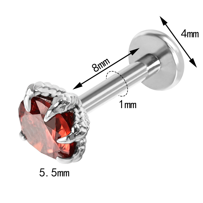 Zesen F136 Titanium Alloy Dragon Claw Dragon Scale Zircon Lip Labret Stud Tongue Nail Ear Bone Piercing Jewelry - Image 5