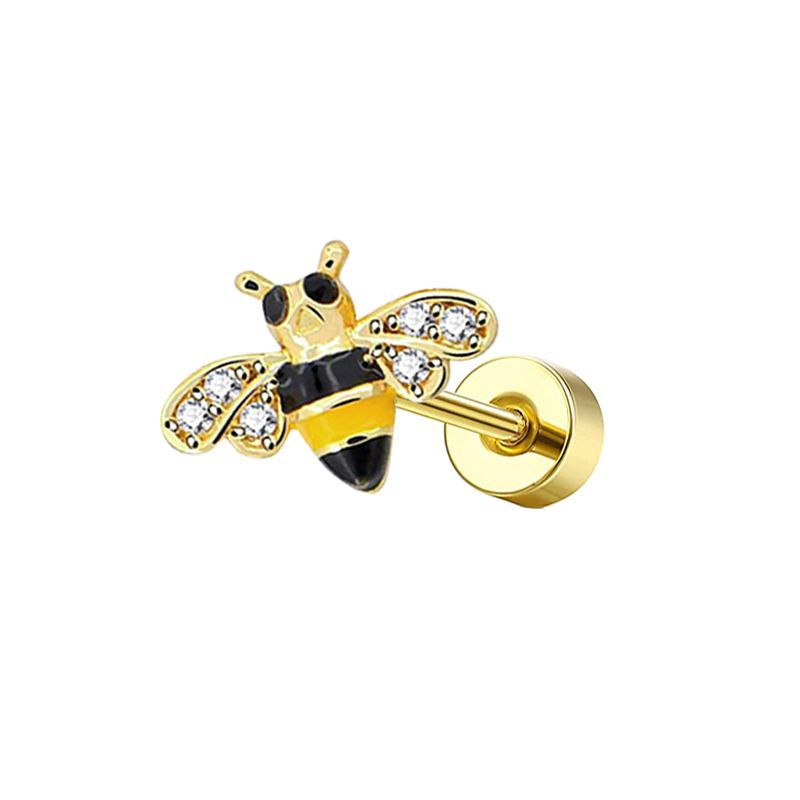 Horseshoe Nose Ring 10mm 316L Surgical Steel Bee Motif Septum Ring Body Piercing Jewelry - Image 3