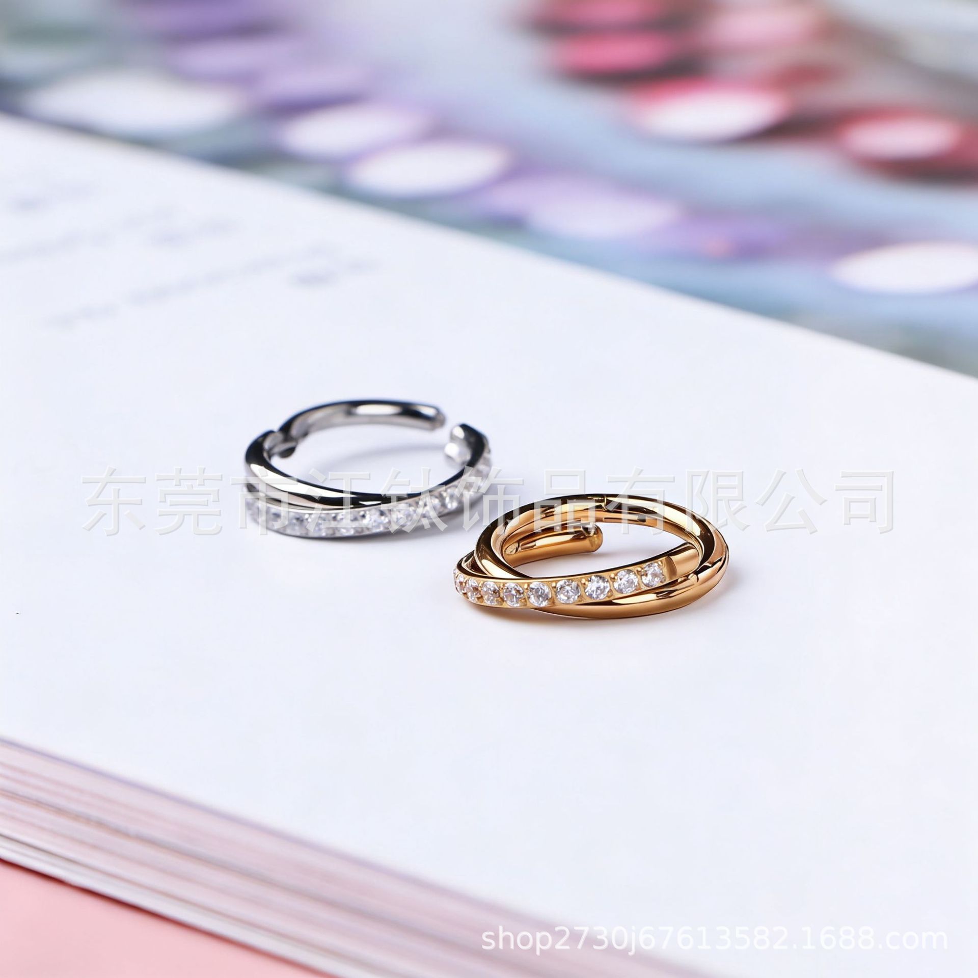G23 Titanium Nose Ring Double-Layer Cross CZ Diamond Ring ASTM F136 Body Piercing Jewelry Earrings - Image 3