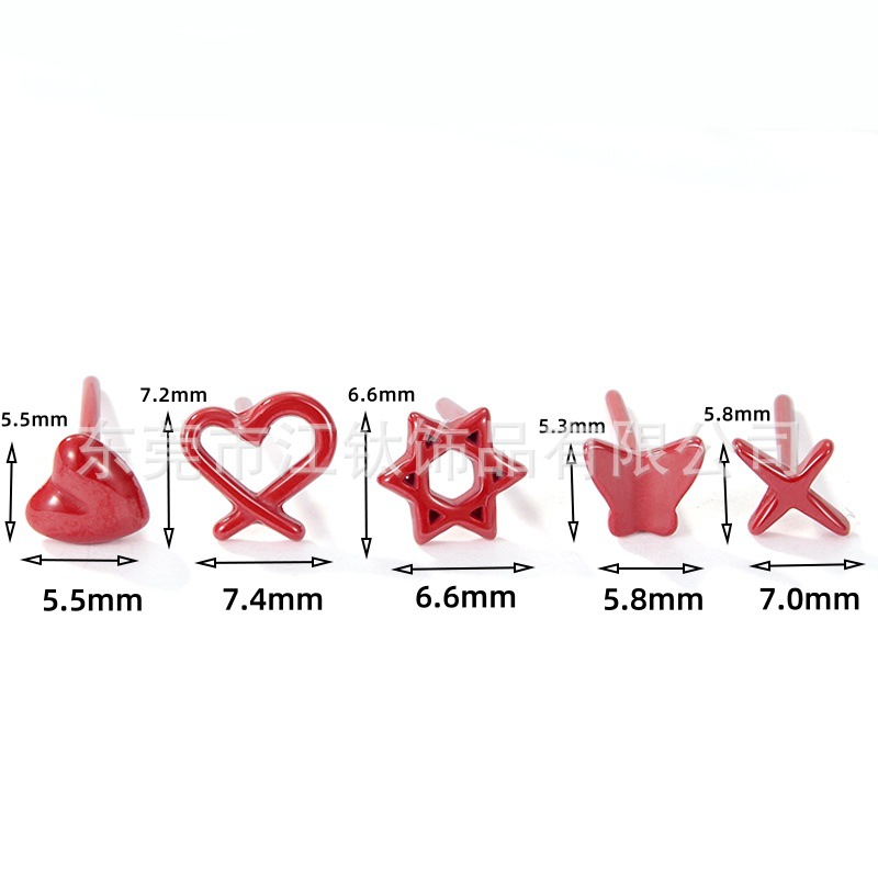 G23 Titanium Ear Cartilage Stud with Bioceramic Love Star Design - ASTM F136 Pink Heart Earring - Image 4