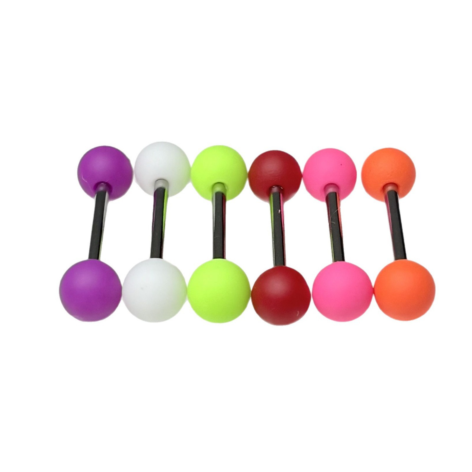 Frosted Acrylic Double Tongue Nail Six Colors External Thread Titanium Steel Tongue Barbell Piercing Jewelry Wholesale - Image 5