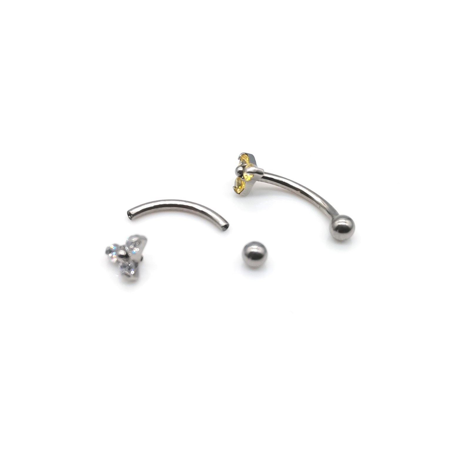 G23 Titanium Eyebrow Nail Triangle Flower Bag with Zircon Curved Rod Ear Bone Nail Lip Nail F136 Titanium Alloy Piercing Jewelry - Image 2