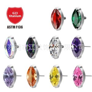 G23 Titanium Horse Eye Lip & Ear Stud Zircon Implant Grade Body Piercing Jewelry