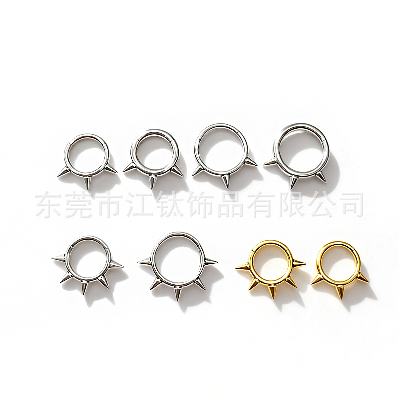 Jiangtai F136 Titanium Nose Ring Pointed Cone Closed Ring Seamless Ring Cross-Border G23 Titanium Alloy Body Piercing Jewelry Earrings - Image 5