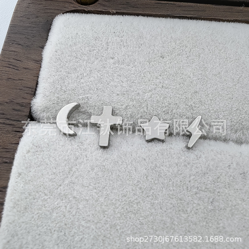 G23 Titanium Flat Back Ear Bone Nail Heart Star Butterfly Buckle Earring - Image 3