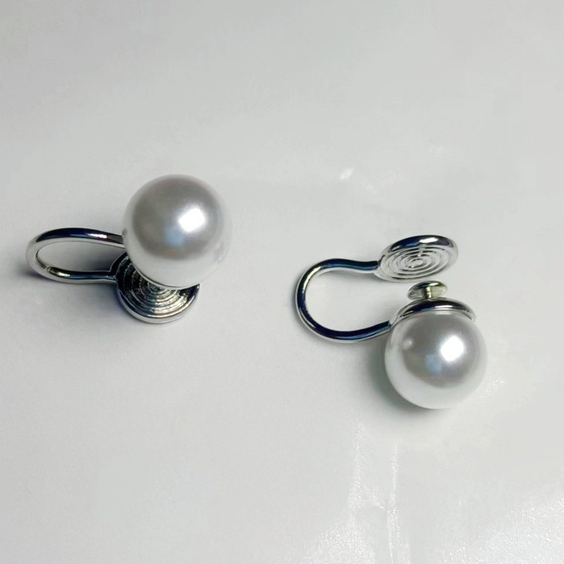 New Wine Red Style Non-Perforated Mosquito-Repellent Incense Plate Earrings Women's All-Match Popular Simple Imitation Pearl Ear Cuff - Image 3