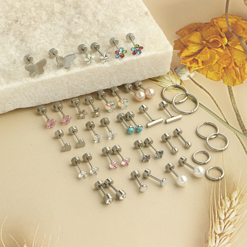 Stainless Steel Cross Mini Stud Earrings Ear Piercing Jewelry Fashion Geometric - Image 2