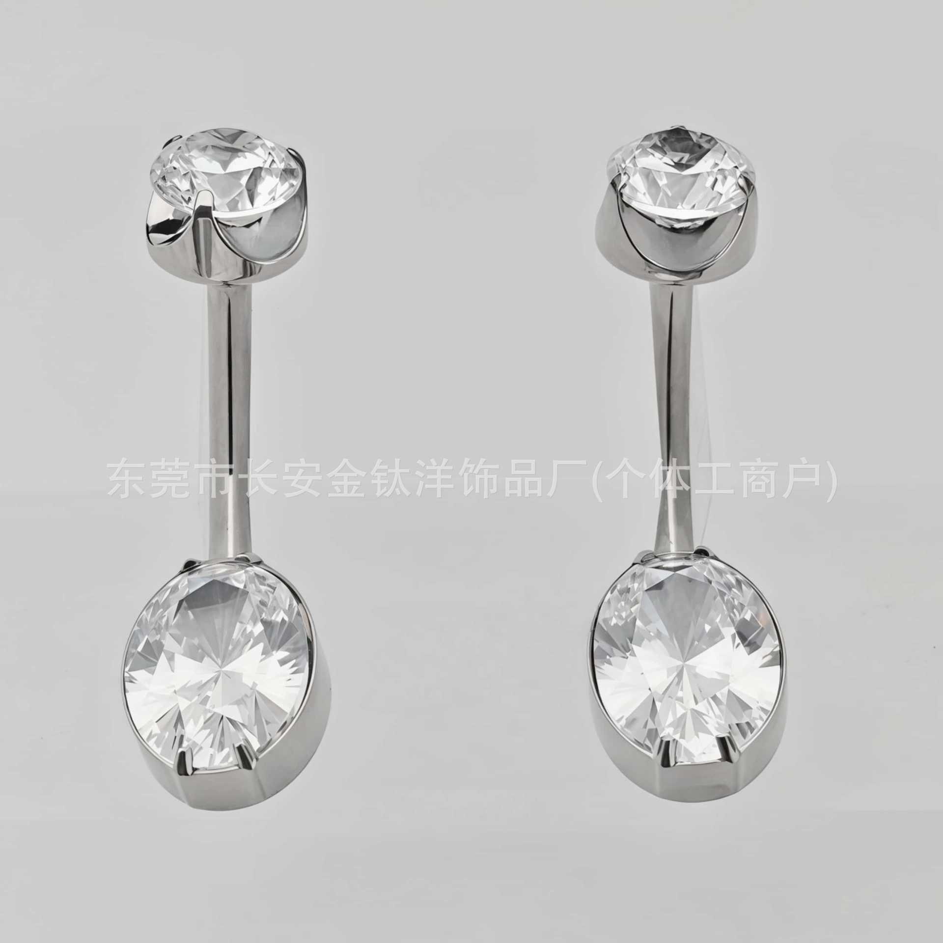 F136 Titanium Internal Thread Water Drop Full Diamond Zircon Navel Piercing Ring G23 Titanium Alloy Body Jewelry - Image 3