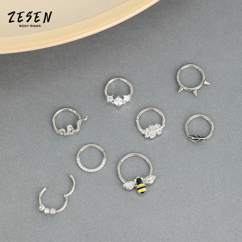 Autumn New Women's Small Soft Bone Ring Titanium Steel Nose Ring Personality Bee Nose Decoration Round Micro Diamond Piercing Jewelry - Image 3
