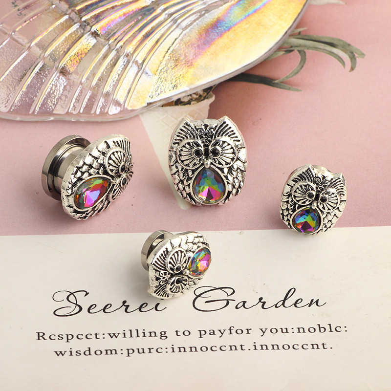 Stainless Steel Owl Water Drop Ear Expander Earrings - Fashion Puncture Ear Amplifier Jewelry for Stretching Ear Holes - 16mm - Image 5