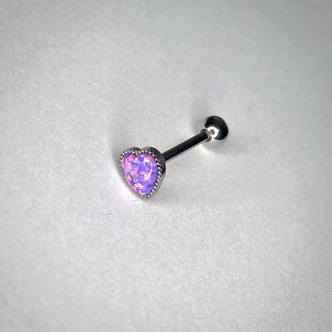 Aobao Opal Tongue Nail Barbell 316L Surgical Steel 12mm Bar Length 1.6mm Thick External Thread Tongue Ring for Piercing - Image 5