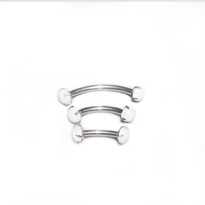 G23 Titanium Eyebrow Ring 16G Curved Barbell with Opal ASTM F136 Piercing Jewelry Inner Thread Ear Nail - Image 5
