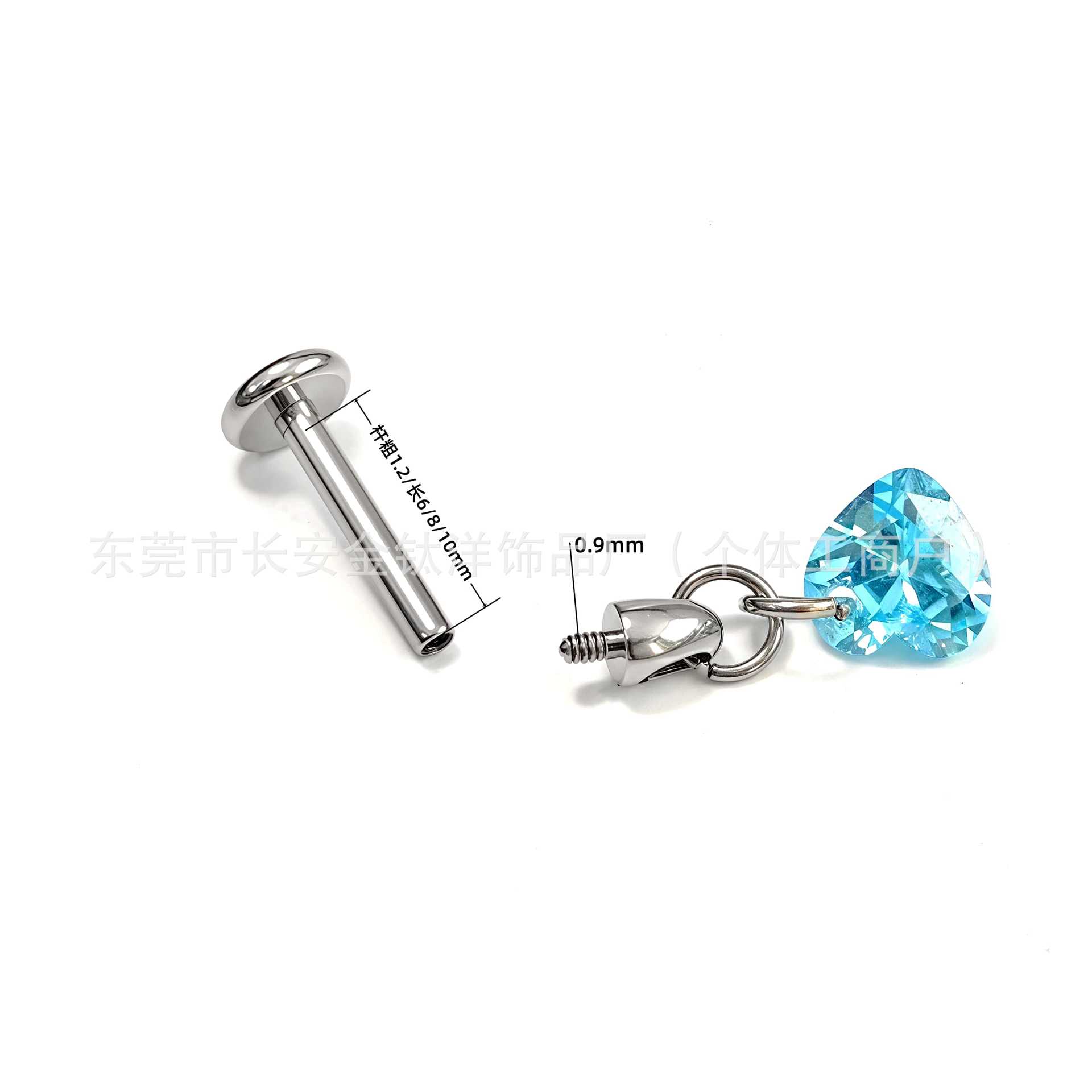 F136 Titanium Heart-Shaped Ear Bone Stud Zircon Devil Stud Ear Piercing Jewelry - Image 2