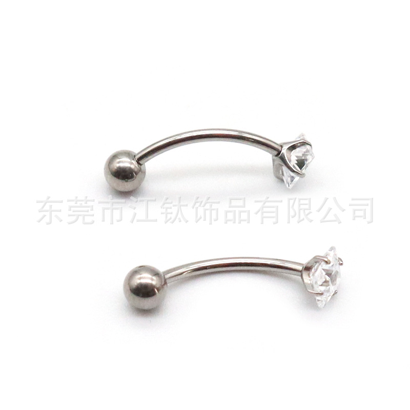 F136 Titanium Eyebrow Barbell Square Zircon Ball Inner Thread Curved Rod G23 Titanium Alloy Body Piercing Jewelry Ear Bone Stud - Image 3