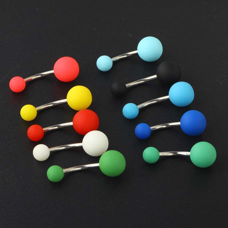 Frosted Solid Color Acrylic Belly Button Ring - Sunflower Style Multi-Color Pack - Image 5