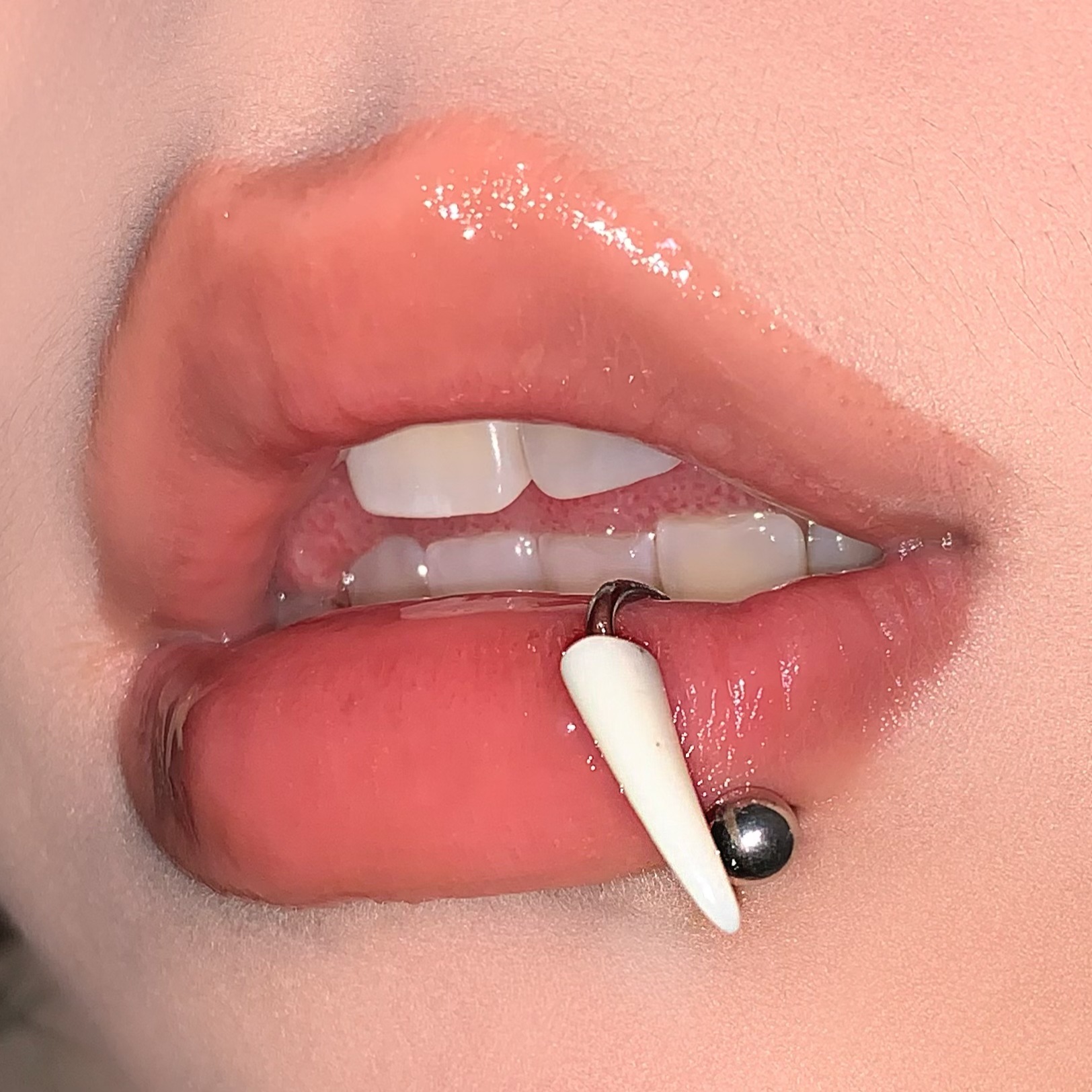 Fangs Lip Ring Steel Titanium External Thread Horseshoe Lip Nail C Ring Punk Hot Girl Piercing Jewelry Wholesale - Image 2
